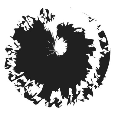 İğrenç, iğrenç ve dokulu daire. Boya fırçası, fırça darbesi vektörü. Mürekkep, sıvı ve sıvı kenar sıçrama efekti