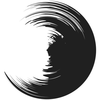 İğrenç, iğrenç ve dokulu daire. Boya fırçası, fırça darbesi vektörü. Mürekkep, sıvı ve sıvı kenar sıçrama efekti