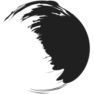 İğrenç, iğrenç ve dokulu daire. Boya fırçası, fırça darbesi vektörü. Mürekkep, sıvı ve sıvı kenar sıçrama efekti