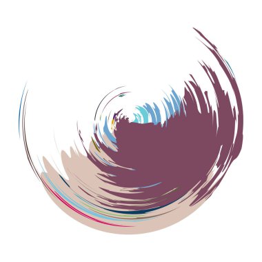 İğrenç, iğrenç ve dokulu daire. Boya fırçası, fırça darbesi vektörü. Mürekkep, sıvı ve sıvı kenar sıçrama efekti