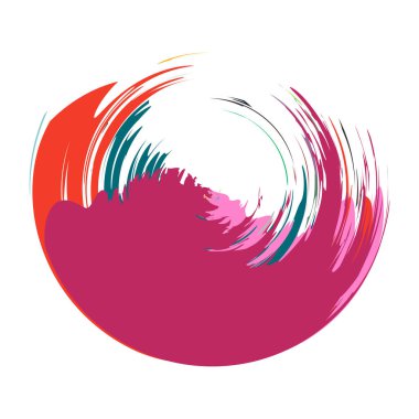 İğrenç, iğrenç ve dokulu daire. Boya fırçası, fırça darbesi vektörü. Mürekkep, sıvı ve sıvı kenar sıçrama efekti