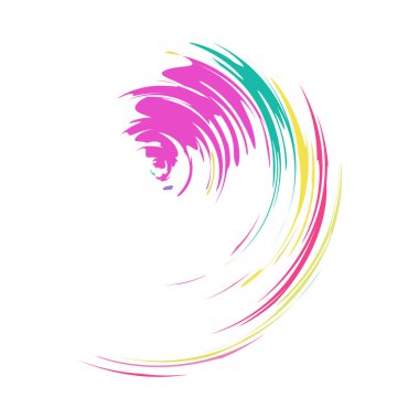 İğrenç, iğrenç ve dokulu daire. Boya fırçası, fırça darbesi vektörü. Mürekkep, sıvı ve sıvı kenar sıçrama efekti