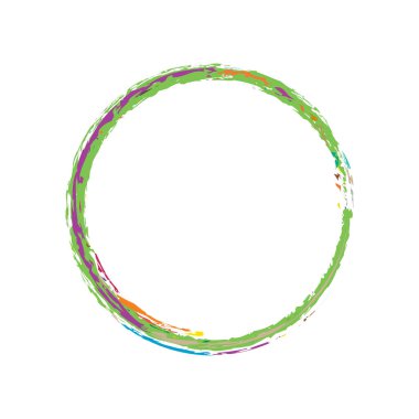 İğrenç, iğrenç ve dokulu daire. Boya fırçası, fırça darbesi vektörü. Mürekkep, sıvı ve sıvı kenar sıçrama efekti