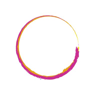 İğrenç, iğrenç ve dokulu daire. Boya fırçası, fırça darbesi vektörü. Mürekkep, sıvı ve sıvı kenar sıçrama efekti