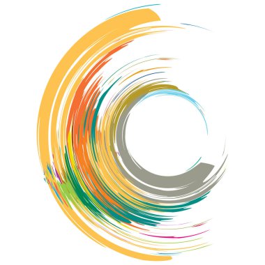 İğrenç, iğrenç ve dokulu daire. Boya fırçası, fırça darbesi vektörü. Mürekkep, sıvı ve sıvı kenar sıçrama efekti