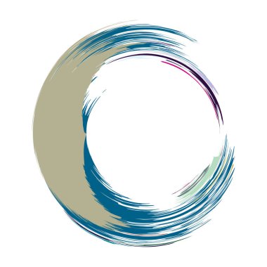 İğrenç, iğrenç ve dokulu daire. Boya fırçası, fırça darbesi vektörü. Mürekkep, sıvı ve sıvı kenar sıçrama efekti