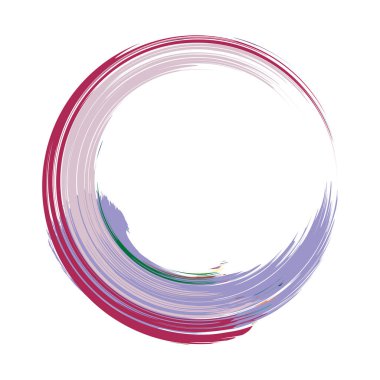 İğrenç, iğrenç ve dokulu daire. Boya fırçası, fırça darbesi vektörü. Mürekkep, sıvı ve sıvı kenar sıçrama efekti