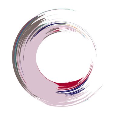 İğrenç, iğrenç ve dokulu daire. Boya fırçası, fırça darbesi vektörü. Mürekkep, sıvı ve sıvı kenar sıçrama efekti