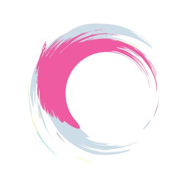 İğrenç, iğrenç ve dokulu daire. Boya fırçası, fırça darbesi vektörü. Mürekkep, sıvı ve sıvı kenar sıçrama efekti