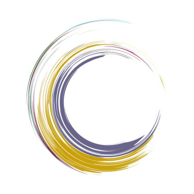 İğrenç, iğrenç ve dokulu daire. Boya fırçası, fırça darbesi vektörü. Mürekkep, sıvı ve sıvı kenar sıçrama efekti