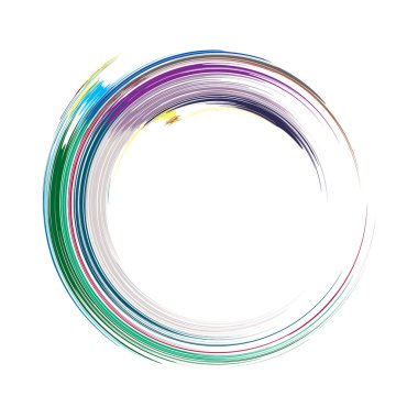 İğrenç, iğrenç ve dokulu daire. Boya fırçası, fırça darbesi vektörü. Mürekkep, sıvı ve sıvı kenar sıçrama efekti