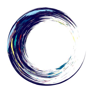 İğrenç, iğrenç ve dokulu daire. Boya fırçası, fırça darbesi vektörü. Mürekkep, sıvı ve sıvı kenar sıçrama efekti