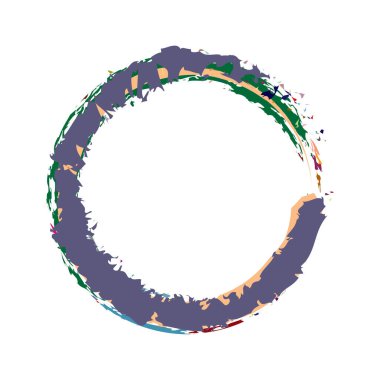 İğrenç, iğrenç ve dokulu daire. Boya fırçası, fırça darbesi vektörü. Mürekkep, sıvı ve sıvı kenar sıçrama efekti