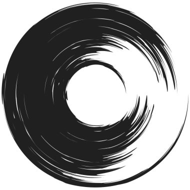 İğrenç, iğrenç ve dokulu daire. Boya fırçası, fırça darbesi vektörü. Mürekkep, sıvı ve sıvı kenar sıçrama efekti