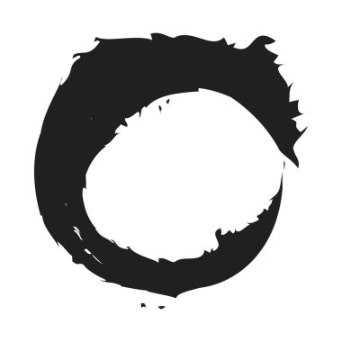 İğrenç, iğrenç ve dokulu daire. Boya fırçası, fırça darbesi vektörü. Mürekkep, sıvı ve sıvı kenar sıçrama efekti