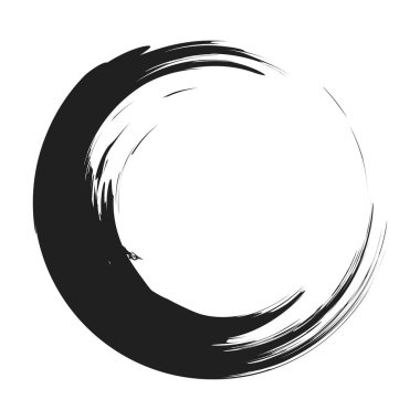 İğrenç, iğrenç ve dokulu daire. Boya fırçası, fırça darbesi vektörü. Mürekkep, sıvı ve sıvı kenar sıçrama efekti