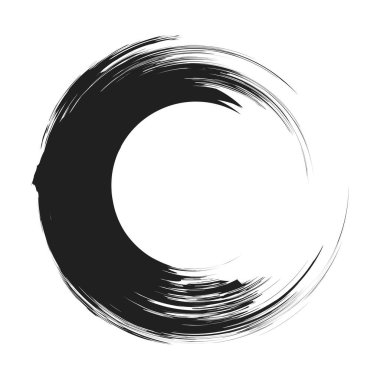 İğrenç, iğrenç ve dokulu daire. Boya fırçası, fırça darbesi vektörü. Mürekkep, sıvı ve sıvı kenar sıçrama efekti