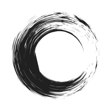 İğrenç, iğrenç ve dokulu daire. Boya fırçası, fırça darbesi vektörü. Mürekkep, sıvı ve sıvı kenar sıçrama efekti