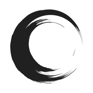 İğrenç, iğrenç ve dokulu daire. Boya fırçası, fırça darbesi vektörü. Mürekkep, sıvı ve sıvı kenar sıçrama efekti