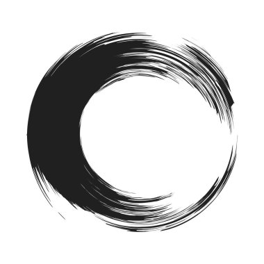 İğrenç, iğrenç ve dokulu daire. Boya fırçası, fırça darbesi vektörü. Mürekkep, sıvı ve sıvı kenar sıçrama efekti