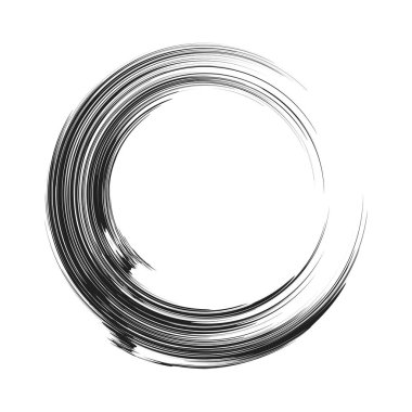 İğrenç, iğrenç ve dokulu daire. Boya fırçası, fırça darbesi vektörü. Mürekkep, sıvı ve sıvı kenar sıçrama efekti