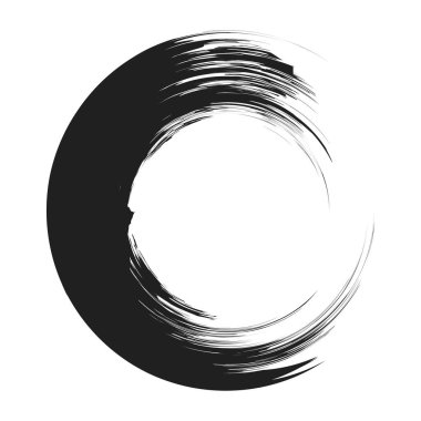 İğrenç, iğrenç ve dokulu daire. Boya fırçası, fırça darbesi vektörü. Mürekkep, sıvı ve sıvı kenar sıçrama efekti