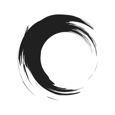 İğrenç, iğrenç ve dokulu daire. Boya fırçası, fırça darbesi vektörü. Mürekkep, sıvı ve sıvı kenar sıçrama efekti