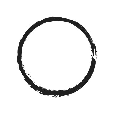 İğrenç, iğrenç ve dokulu daire. Boya fırçası, fırça darbesi vektörü. Mürekkep, sıvı ve sıvı kenar sıçrama efekti