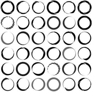 Döngüsel daire, sarmal, volta elementi. Döndürme, santrifüj ve dönme etkisiyle eş merkezli şekil. Döndürme, döndürme ve döndürme vektör illüstrasyonu