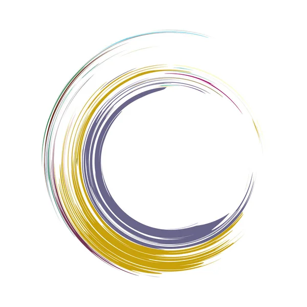 İğrenç, iğrenç ve dokulu daire. Boya fırçası, fırça darbesi vektörü. Mürekkep, sıvı ve sıvı kenar sıçrama efekti