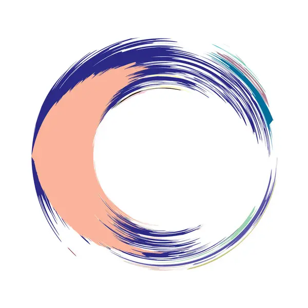 İğrenç, iğrenç ve dokulu daire. Boya fırçası, fırça darbesi vektörü. Mürekkep, sıvı ve sıvı kenar sıçrama efekti