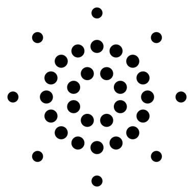 Noktalardan, dairelerden oluşan basit grafikler. Temel noktalı dairesel mandala, motif. Benekler, benekler oluşumu