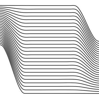 Dalgalanan, katlanmış, kıvrımlı çizgiler. Dalgalı soyut çizgiler, dalgalanma, salınım etkisi bozulma ve deformasyon