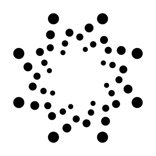 Enkel Grafik Gjord Prickar Cirklar Grundläggande Prickig Cirkulär Mandala Motiv — Stock vektor