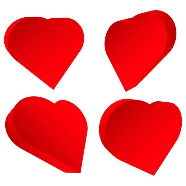 愛情アイコンとロゴとしての3Dハートの形 — ストックベクタ