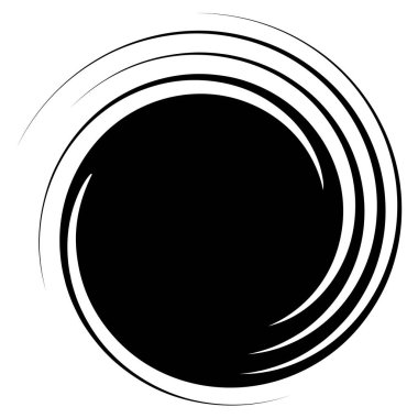 Dönen girdap, kasırga tasarım elementi. Dönüşlü radikal şekil, döngü etkisi. Kavisli patlamış çizgiler