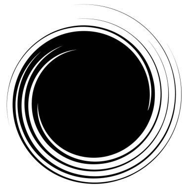 Dönen girdap, kasırga tasarım elementi. Dönüşlü radikal şekil, döngü etkisi. Kavisli patlamış çizgiler