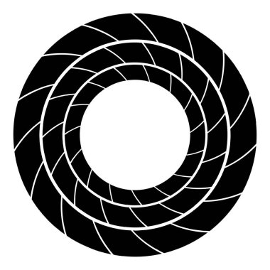 Döngüsel daire, sarmal, volta elementi. Döndürme, santrifüj ve dönme etkisiyle eş merkezli şekil. Döndürme, döndürme ve döndürme vektör illüstrasyonu