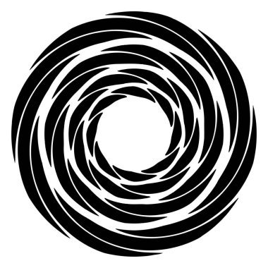 Döngüsel daire, sarmal, volta elementi. Döndürme, santrifüj ve dönme etkisiyle eş merkezli şekil. Döndürme, döndürme ve döndürme vektör illüstrasyonu