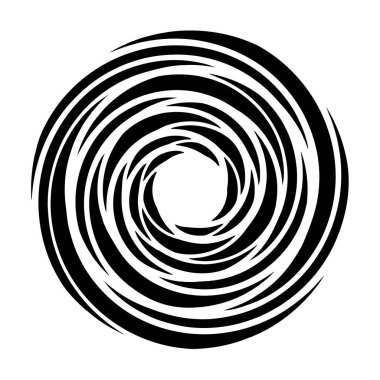 Döngüsel daire, sarmal, volta elementi. Döndürme, santrifüj ve dönme etkisiyle eş merkezli şekil. Döndürme, döndürme ve döndürme vektör illüstrasyonu