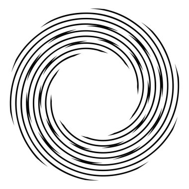 Döngüsel daire, sarmal, volta elementi. Döndürme, santrifüj ve dönme etkisiyle eş merkezli şekil. Döndürme, döndürme ve döndürme vektör illüstrasyonu