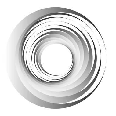 Döngüsel daire, sarmal, volta elementi. Döndürme, santrifüj ve dönme etkisiyle eş merkezli şekil. Döndürme, döndürme ve döndürme vektör illüstrasyonu