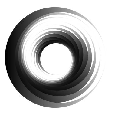 Döngüsel daire, sarmal, volta elementi. Döndürme, santrifüj ve dönme etkisiyle eş merkezli şekil. Döndürme, döndürme ve döndürme vektör illüstrasyonu