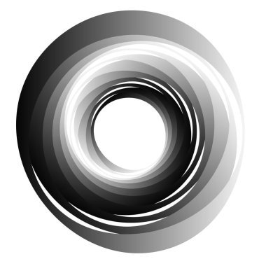 Döngüsel daire, sarmal, volta elementi. Döndürme, santrifüj ve dönme etkisiyle eş merkezli şekil. Döndürme, döndürme ve döndürme vektör illüstrasyonu