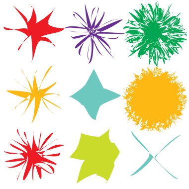 Soyut renkli geometrik tasarım öğesi. Mozaik renklendirilmiş simge, şekil seti