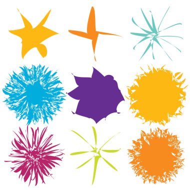 Soyut renkli geometrik tasarım öğesi. Mozaik renklendirilmiş simge, şekil seti