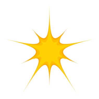 Soyut sarı tasarım öğesi. Radyal motif, mandala, nilüfer şekilli. Bozulmuş yıldız ögesi