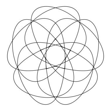 Soyut karmaşa, sicim, kesişen çizgiler mandala, motif, nilüfer şekli