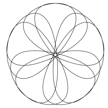 Soyut karmaşa, sicim, kesişen çizgiler mandala, motif, nilüfer şekli