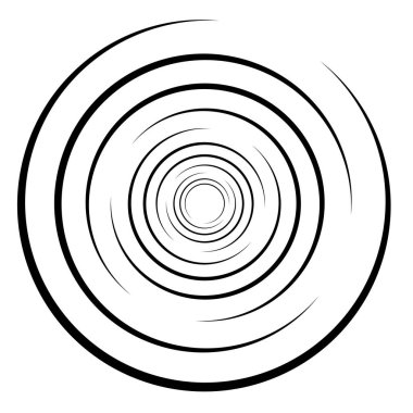 Döngüsel daire, sarmal, volta elementi. Döndürme, santrifüj ve dönme etkisiyle eş merkezli şekil. Döndürme, döndürme ve döndürme vektör illüstrasyonu